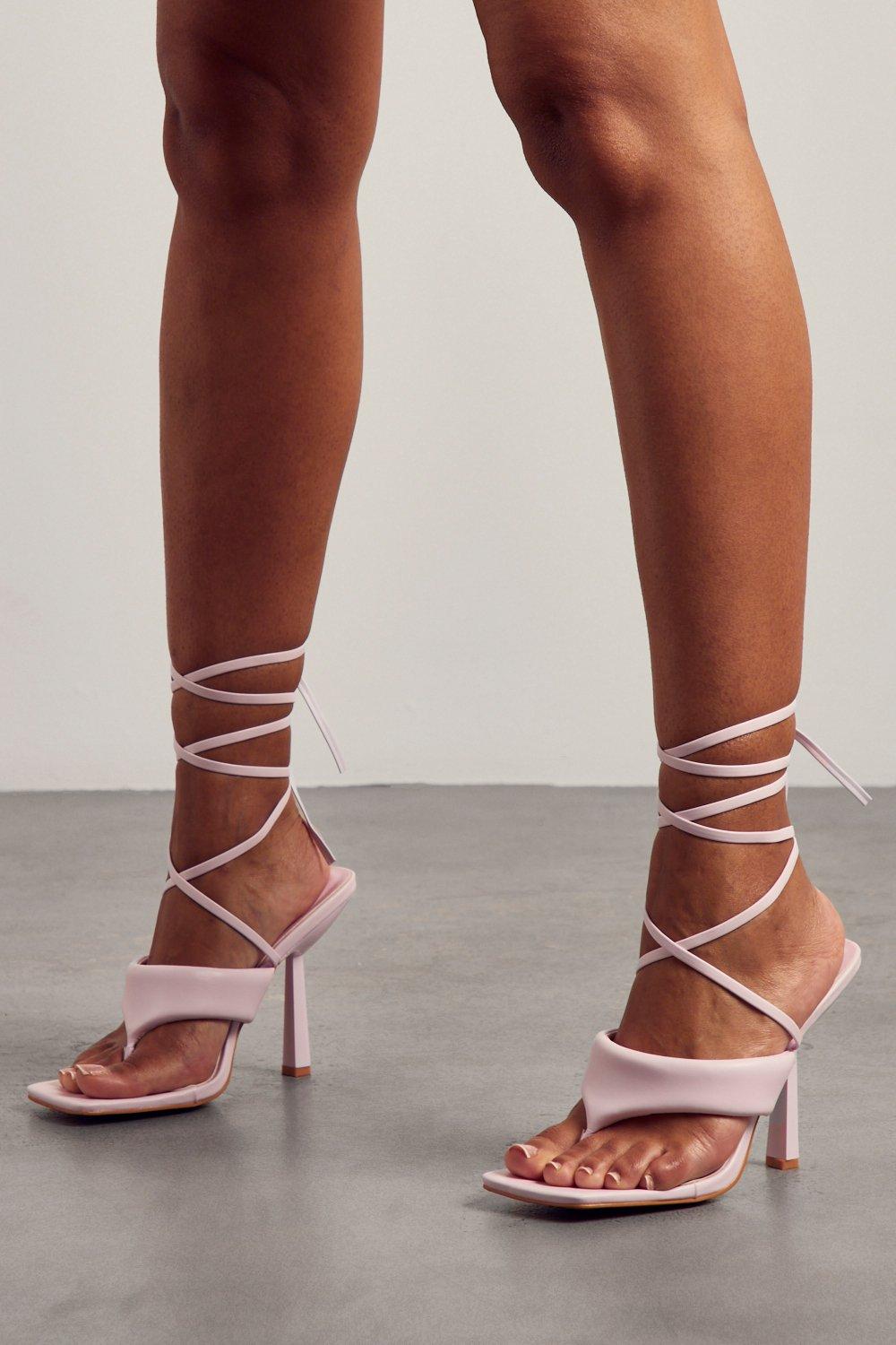 Light pink lace up hot sale heels